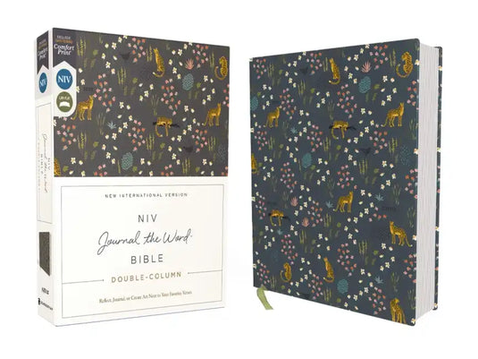 Niv, Journal the Word Bible (Perfect for Note-Taking), Double-Column, Cloth Over Board, Navy Floral, Red Letter, Comfort Print: Reflect, Take Notes, o - Hardcover