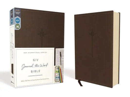 NIV, Journal the Word Bible, Imitation Leather, Brown, Red Letter Edition, Comfort Print: Reflect, Take Notes, or Create Art Next to Your Favorite Ver - Imitation Leather