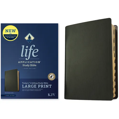 KJV Life Application Study Bible, Third Edition, Large Print (Genuine Leather, Black, Indexed, Red Letter) - Leather