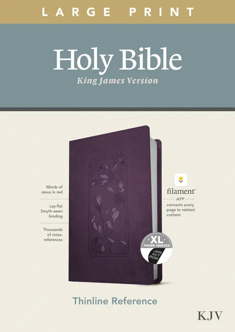 KJV Large Print Thinline Reference Bible, Filament Enabled Edition (Red Letter, Leatherlike, Floral/Purple, Indexed) - Imitation Leather
