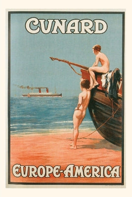 Vintage Journal Beach Cunard Line Travel Poster - Paperback