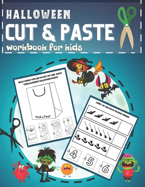 Halloween Cut & Paste Workbook for Kids: Activity Puzzle Book for Preschool Children Scissor Skills Kids - Paperback
