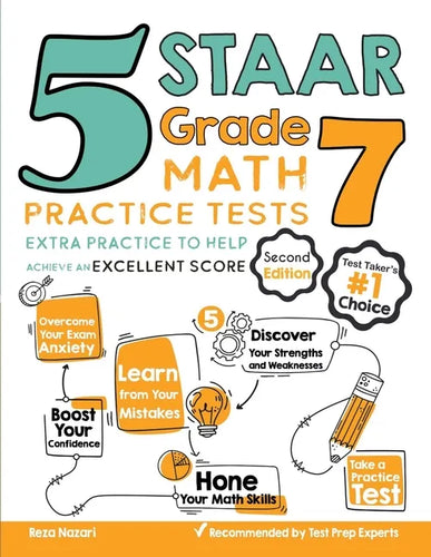 5 STAAR Grade 7 Math Practice Tests: Extra Practice to Help Achieve an Excellent Score - Paperback