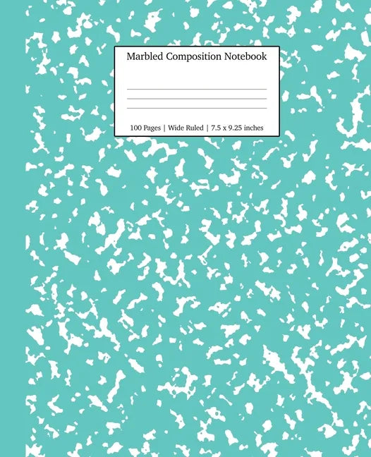 Marbled Composition Notebook: Turquoise Marble Wide Ruled Paper Subject Book - Paperback