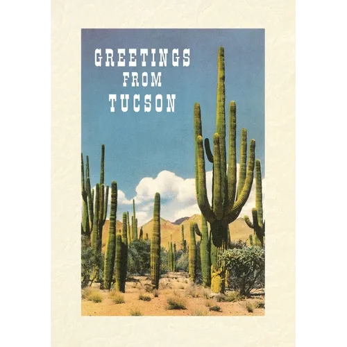 Vintage Lined Notebook Greetings from Tucson, Saguaros - Paperback