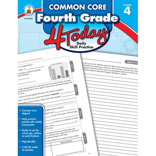 Common Core Fourth Grade 4 Today: Daily Skill Pracitce Volume 1 - Paperback