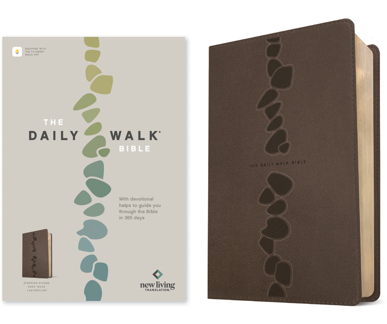 The Daily Walk Bible Nlt, Filament Enabled (Leatherlike, Stepping Stones Dark Taupe) - Imitation Leather