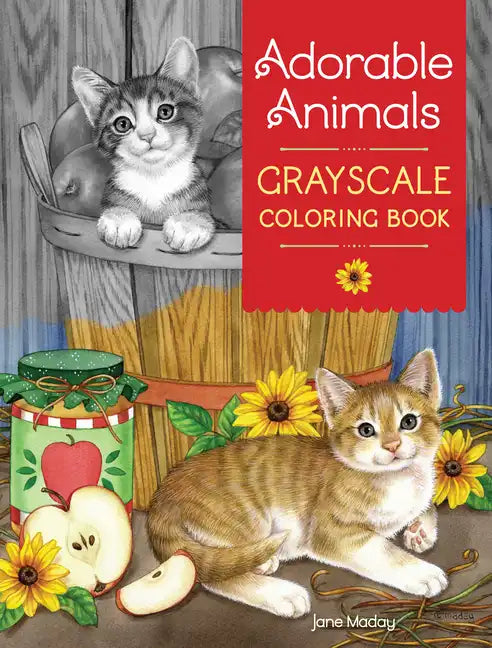 Adorable Animals Grayscale Coloring Book - Paperback