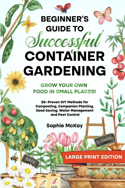 Beginner's Guide to Successful Container Gardening (Large Print edition): Grow Your Own Food in Small Places! 25+ Proven DIY Methods for Composting, C - Paperback