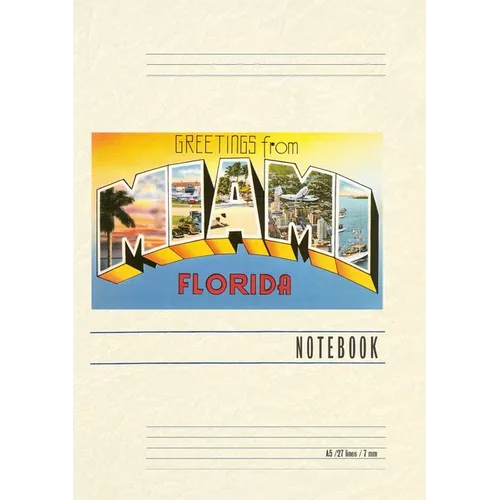 Vintage Lined Notebook Greetings from Miami, Florida - Paperback