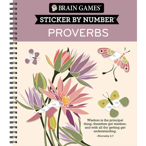 Brain Games - Sticker by Number: Proverbs (28 Images to Sticker) - Spiral