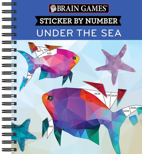 Brain Games - Sticker by Number: Under the Sea - 2 Books in 1 (42 Images to Sticker) - Spiral