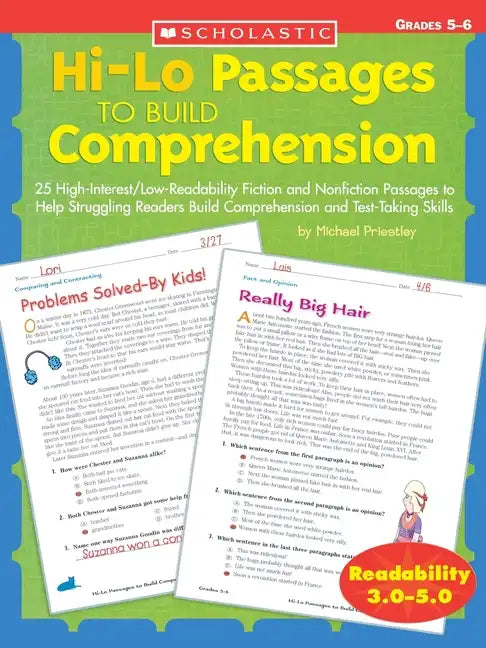 Hi-Lo Passages to Build Comprehension: Grades 5?6: 25 High-Interest/Low Readability Fiction and Nonfiction Passages to Help Struggling Readers Build C - Paperback