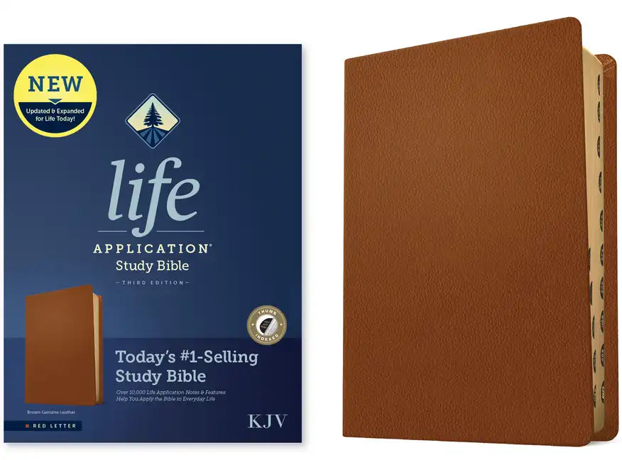 KJV Life Application Study Bible, Third Edition (Genuine Leather, Brown, Indexed, Red Letter) - Leather