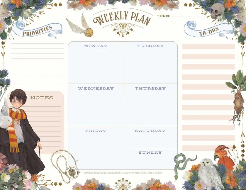 Harry Potter: Floral Fantasy Weekly Planner Notepad - Paperback