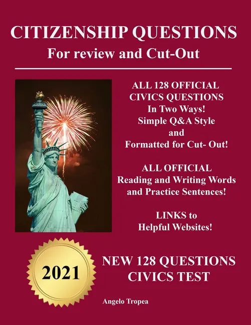 Citizenship Questions For Review And Cut-Out: New 128 Questions Citizenship Test - Paperback