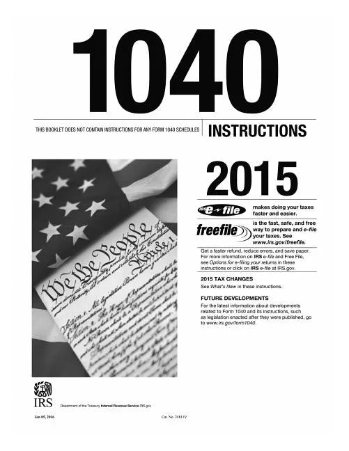 1040 Instructions 2015 - Paperback