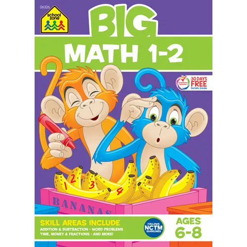 School Zone Big Math 1-2 Workbook - Paperback
