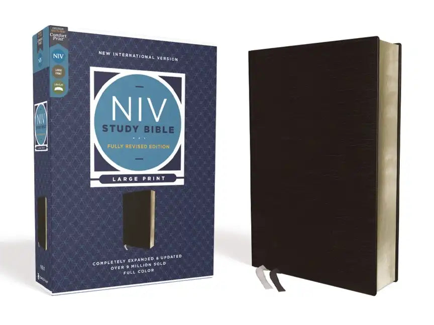NIV Study Bible, Fully Revised Edition, Large Print, Bonded Leather, Black, Red Letter, Comfort Print - Bonded Leather