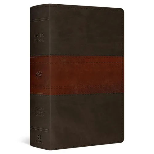ESV Large Print Personal Size Bible, Red Letter, Thumb Indexed (Trutone, Forest/Tan, Trail Design) - Imitation Leather