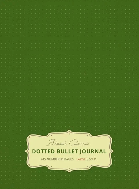 Large 8.5 x 11 Dotted Bullet Journal (Moss Green #14) Hardcover - 245 Numbered Pages - Hardcover