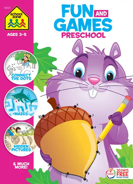 School Zone Fun and Games Preschool Activity Workbook - Paperback