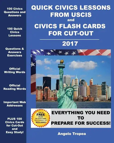 Quick Civics Lessons from USCIS and Civics Flash Cards for Cut-Out - Paperback