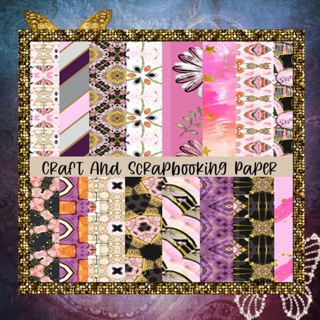 Craft And Scrapbooking Paper: Pink, Brass, Purple Geometric and Watercolor Designs - 8 x 8 Inch Double-Sided Patterns - 20 Pages, 40 Designs for Scr - Paperback