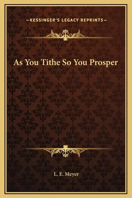 As You Tithe So You Prosper - Hardcover