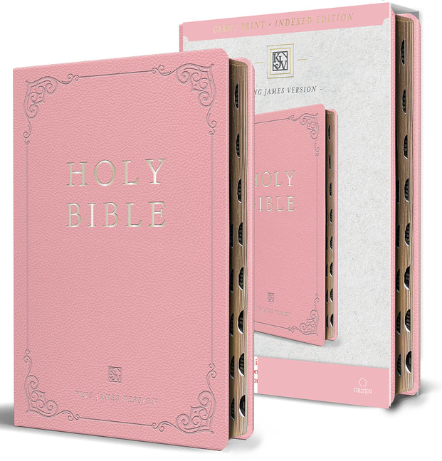 KJV Holy Bible, Giant Print Thinline Large Format, Pink Premium Imitation Leathe R with Ribbon Marker, Red Letter, and Thumb Index - Paperback