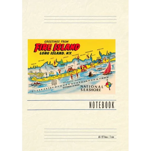 Vintage Lined Notebook Greetings from Fire Island, Long Island, New York - Paperback