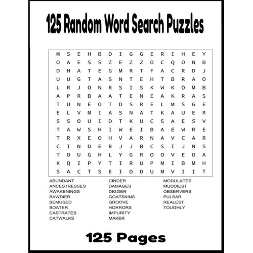 125 Random Word Search Puzzles: Random Word Search Puzzles 125 Pages - Paperback