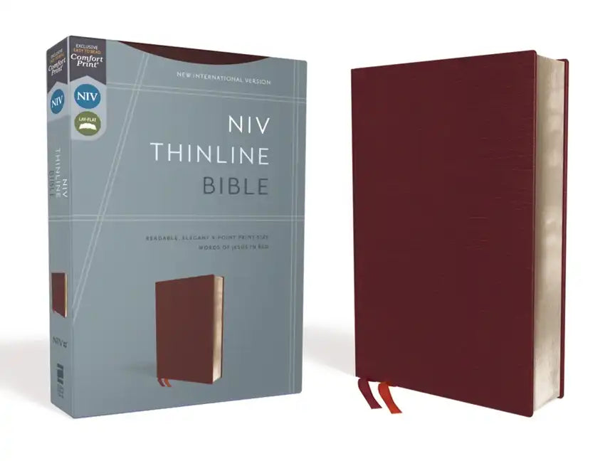 NIV, Thinline Bible, Bonded Leather, Burgundy, Red Letter Edition - Bonded Leather