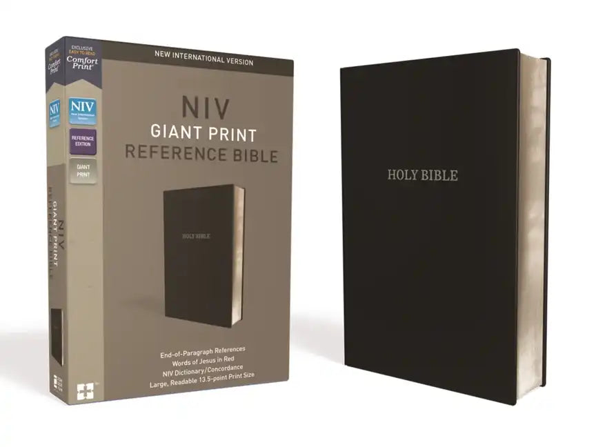 NIV, Reference Bible, Giant Print, Leather-Look, Black, Red Letter Edition, Comfort Print - Imitation Leather