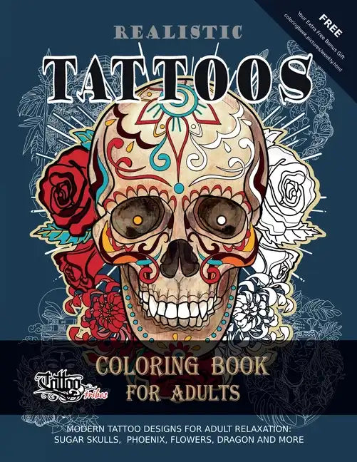 Realistic Tattoos Coloring Book for Adults - Paperback