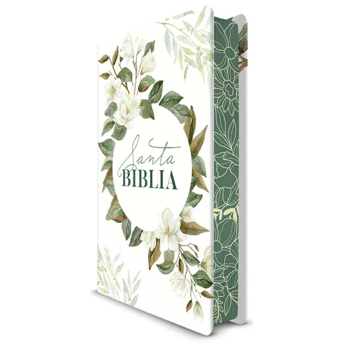 Biblia Rvr 1960 Letra Grande Tamaño Manual, Tapa Dura Con Flores Blancas Y Cantos Pintados / Spanish Bible Rvr 1960 Handy Size White Flowers Sprayed E - Hardcover
