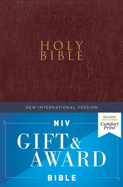 Niv, Gift and Award Bible, Leather-Look, Burgundy, Red Letter Edition, Comfort Print - Paperback