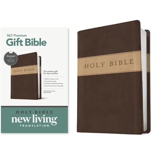 Premium Gift Bible Nlt, Filament Enabled, Tutone (Leatherlike, Dark Brown/Tan, Red Letter) - Imitation Leather