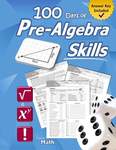Pre-Algebra Skills: (Grades 6-8) Middle School Math Workbook (Prealgebra: Exponents, Roots, Ratios, Proportions, Negative Numbers, Coordin - Paperback