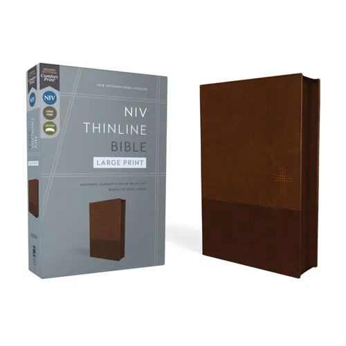 Niv, Thinline Bible, Large Print, Leathersoft, Brown, Zippered, Red Letter, Comfort Print - Imitation Leather