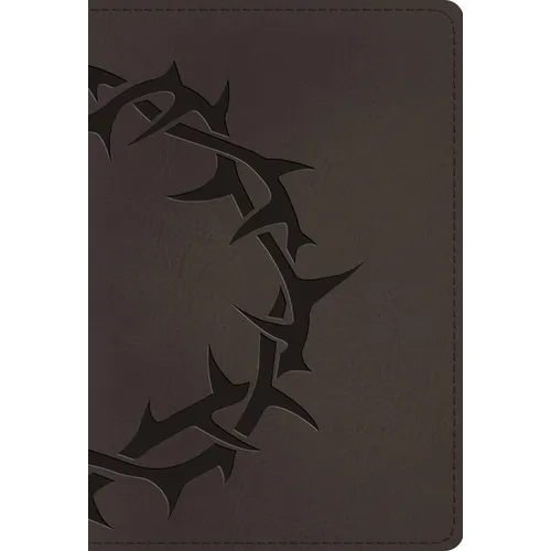 ESV Large Print Compact Bible, Red Letter (Trutone, Charcoal, Crown Design) - Imitation Leather