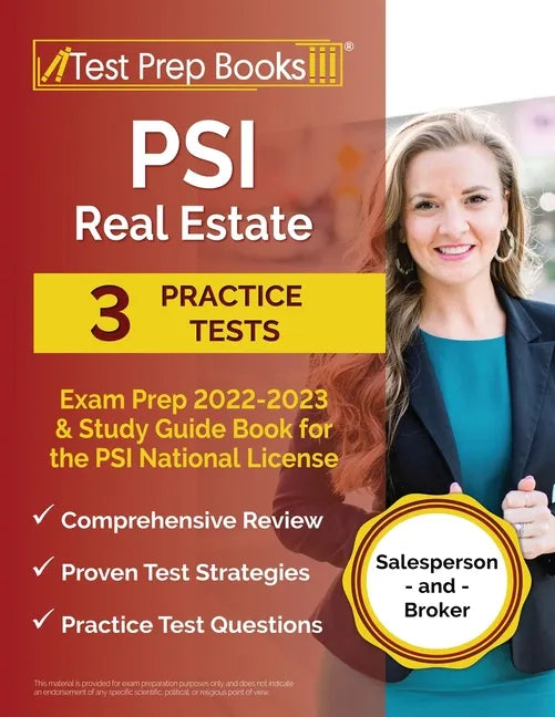 PSI Real Estate Exam Prep 2022 - 2023: 3 Practice Tests and Study Guide Book for the PSI National License [Salesperson and Broker] - Paperback