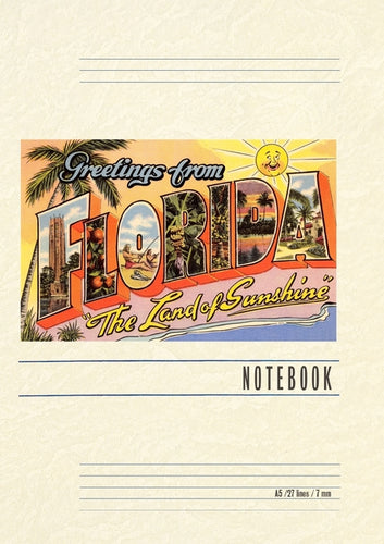 Vintage Lined Notebook Greetings from Florida, Land of Sunshine - Paperback