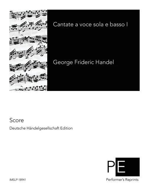 Cantate a voce sola e basso I - Paperback