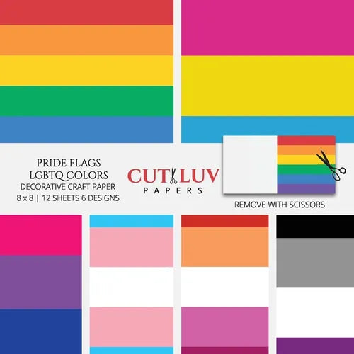 Pride Flags LGBTQ Colors Decorative Craft Paper: Scrapbooking Pages Design Paper for Printmaking, Collage, Papercrafts, Cardmaking, DIY Crafts - Paperback