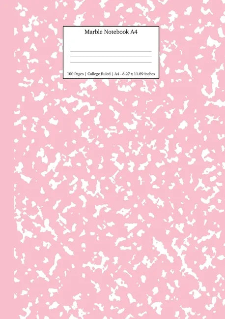 Marble Notebook A4: Pink Marble College Ruled Journal - Paperback