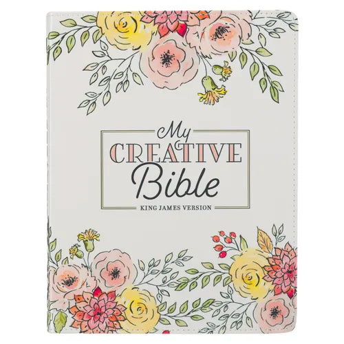 KJV Holy Bible, My Creative Bible, Faux Leather Flexible Cover - Ribbon Marker, King James Version, White Floral - Leather
