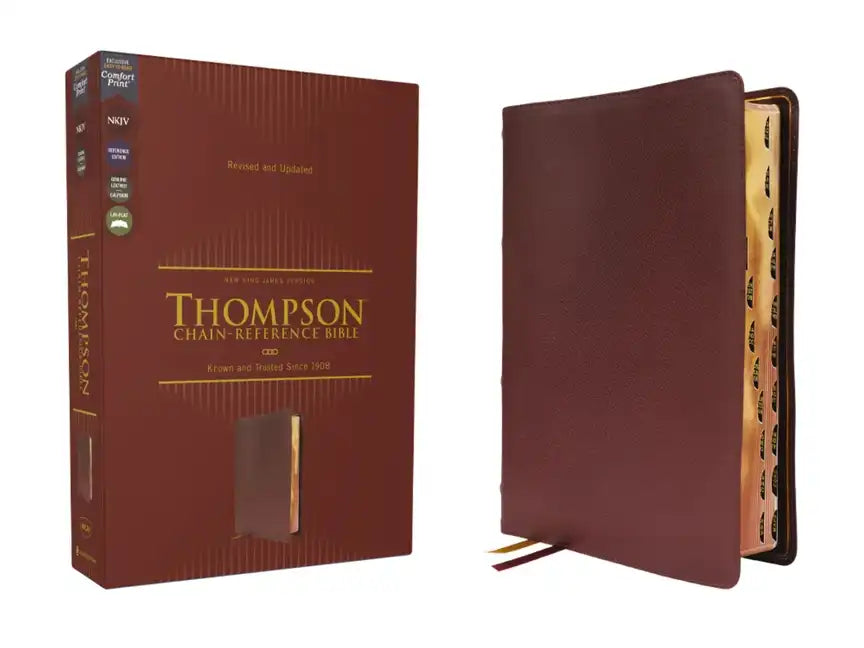 Nkjv, Thompson Chain-Reference Bible, Genuine Leather, Calfskin, Burgundy, Red Letter, Thumb Indexed, Comfort Print - Leather