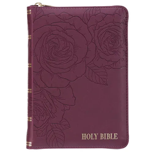 KJV Bible Compact Faux Leather Merlot W/Zipper - Leather