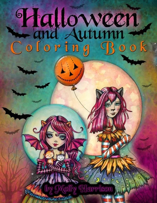 Halloween and Autumn Coloring Book by Molly Harrison: A Halloween coloring book featuring 25 pages of line art to color! Witches, Vampires, and More! - Paperback